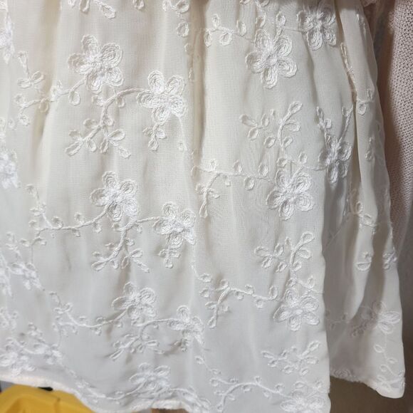 Anthropologie Sunday in Brooklyn Fiona Sweater Eyelet Layered Cream Womens small - Picture 10 of 13